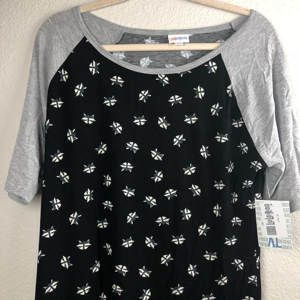NWT LuLaRoe Black Gray Raccoon Print Julia Dress - Picture 3 of 5